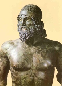 Scultura Greca, Bronzi di Riace (dettaglio), V sec a.C., bronzo, Statua A: 205 cm, Statua B: 198 cm